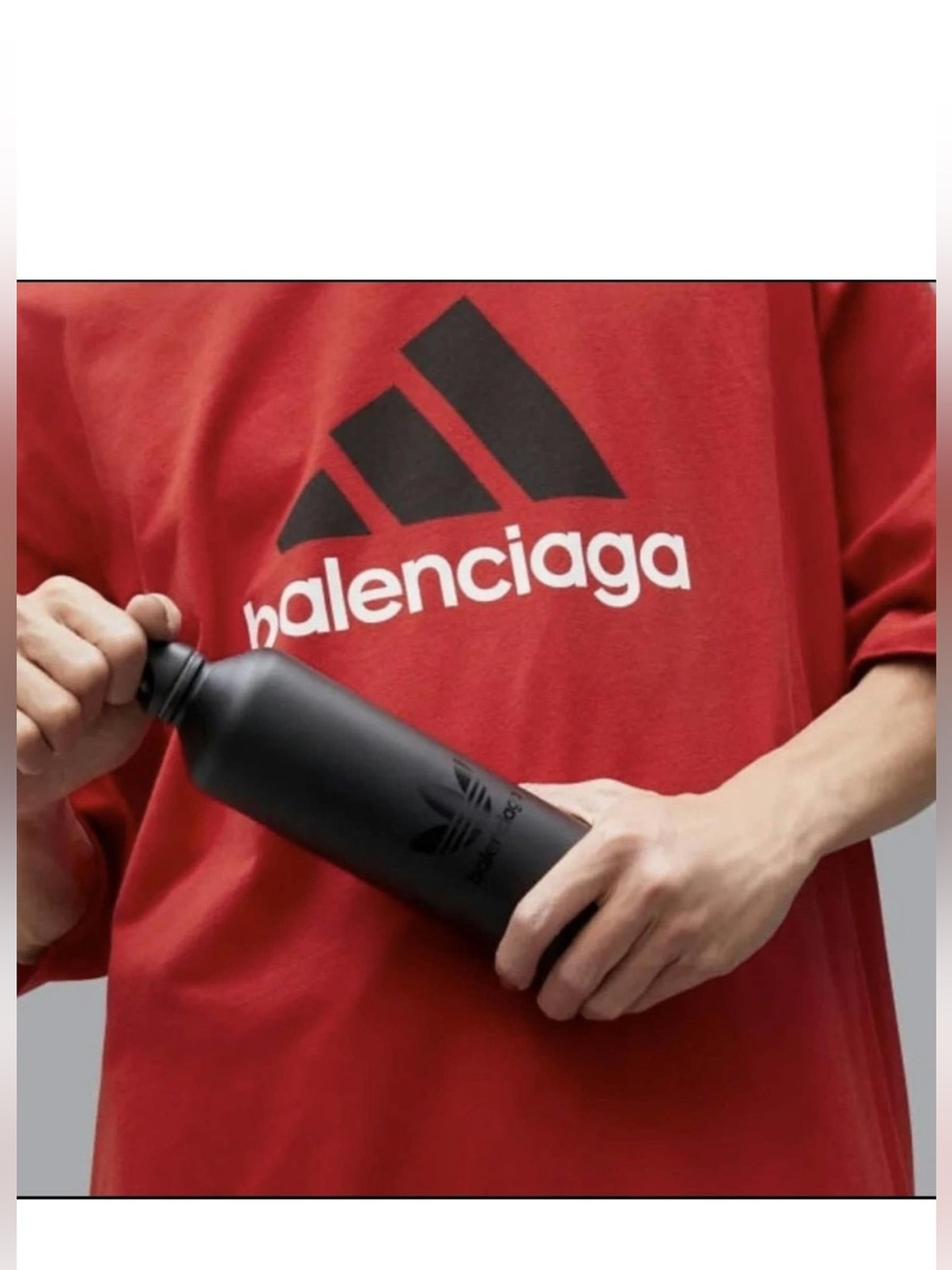 Balenciaga Adidas Red Crewneck Tee with Black Logo Patch oversized t shirt L/XL